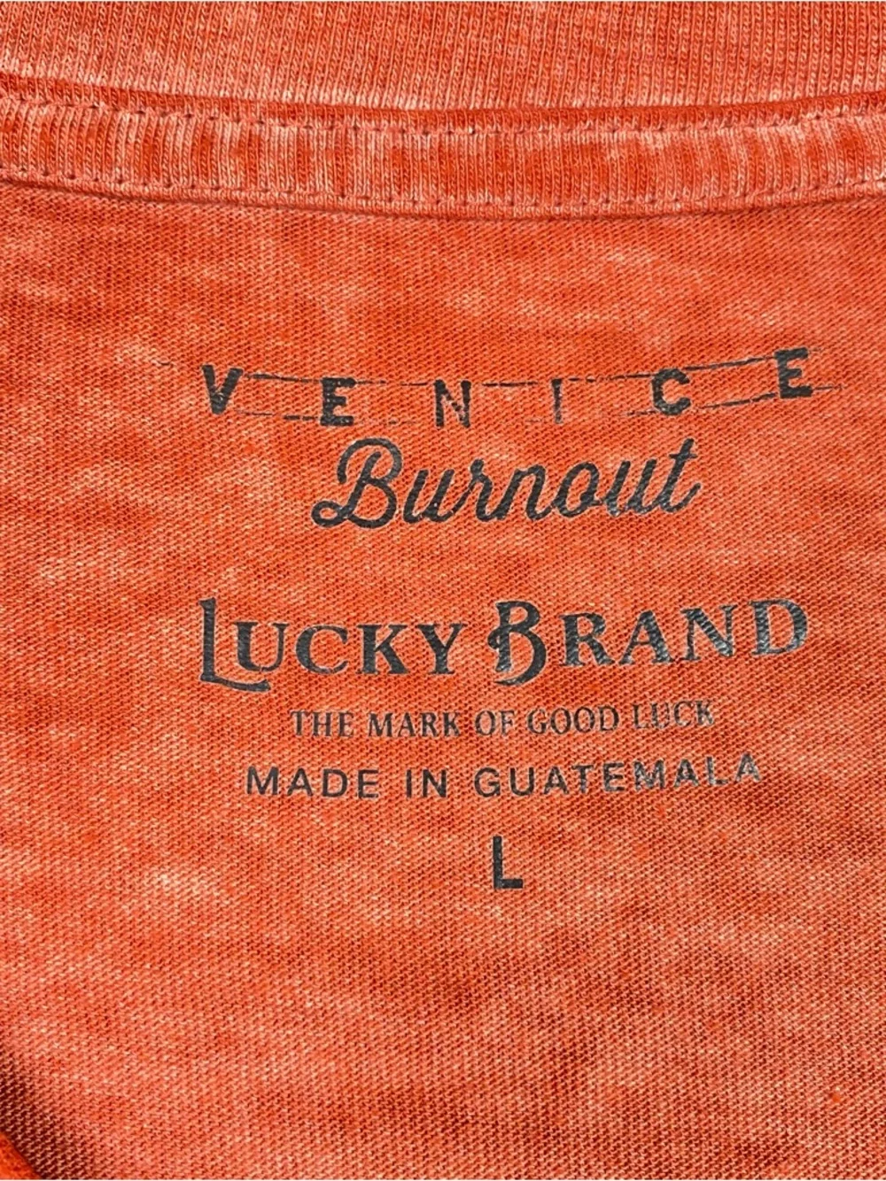 Lucky Brand Venice Burnout Men's Size L Red Short Sleeve V Neck T Shirt Light - Picture 3 of 8